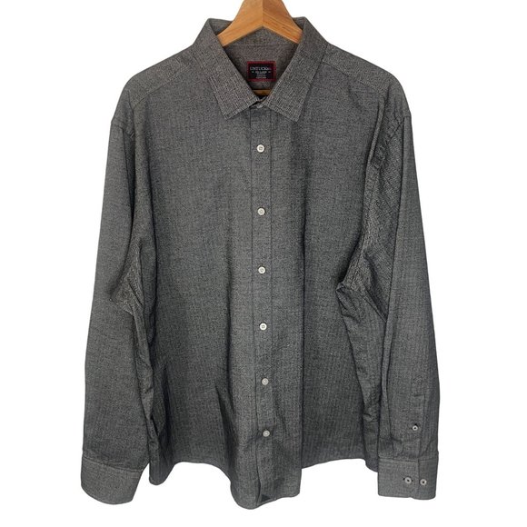 Untuckit Chevron Striped Flannel Long Sleeve Shirt Men XXL Gray Soft - Picture 1 of 7